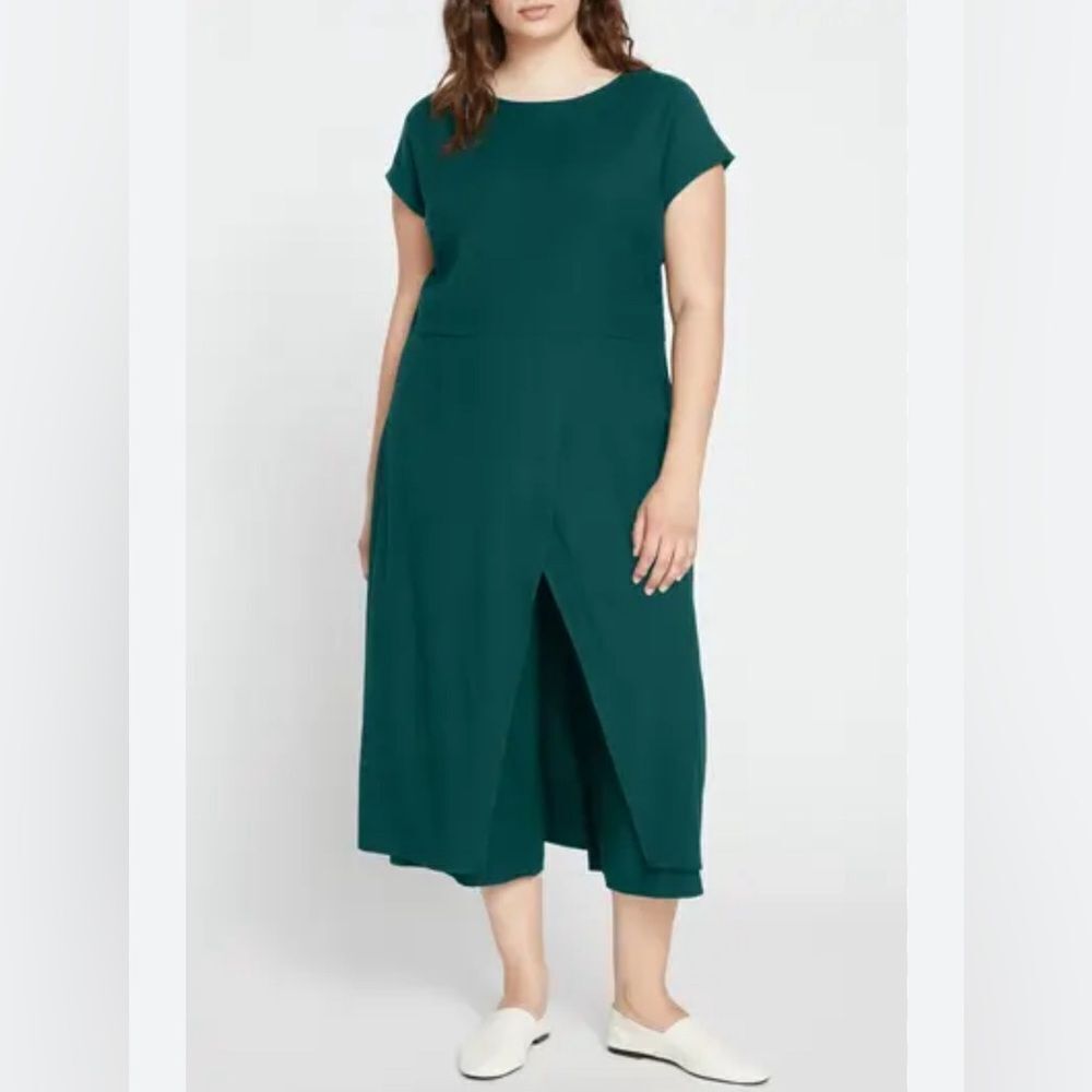Universal standard adda double layer tunic dress forest green